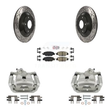 Rear Disc Brake Coated Caliper Drill Slot Rotor Ceramic Pad Kit For 2016-2022 Mazda CX-5 KCD-101639N