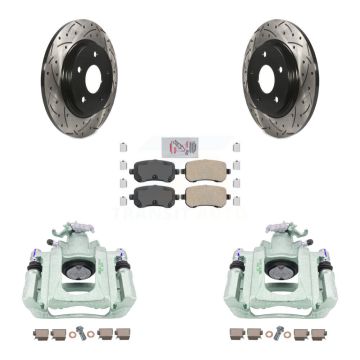 Rear Brake Caliper Drilled Slot Rotor Ceramic Pad Kit For Dodge Grand Caravan Chrysler & KCD-101641N