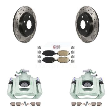 Rear Disc Brake Coated Caliper Drilled Slotted Rotors And Ceramic Pads Kit For Ram C/V KCD-101643N