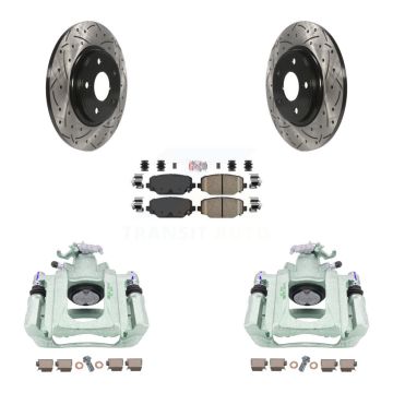 Rear Disc Brake Coated Caliper Drilled Slotted Rotors And Ceramic Pads Kit For Ram C/V KCD-101645N