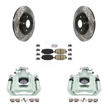 Rear Disc Brake Coated Caliper Drilled Slotted Rotors And Ceramic Pads Kit For Ram C/V KCD-101646N