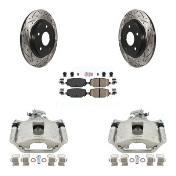 Rear Disc Brake Coated Caliper Drill Slot Rotors Ceramic Pad Kit For Dodge Grand Caravan KCD-101648N