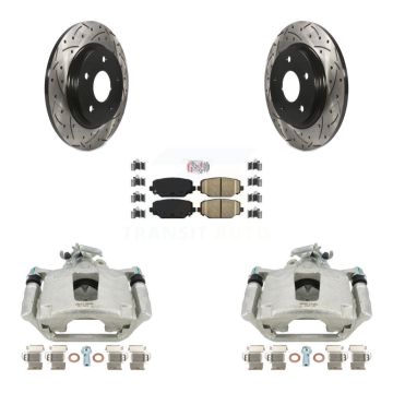 Rear Disc Brake Coated Caliper Drill Slot Rotors Ceramic Pad Kit For Dodge Grand Caravan KCD-101649N