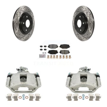 Rear Brake Coated Caliper Drill Slot Rotor Semi-Metallic Pad Kit For Dodge Grand Caravan KCD-101650N