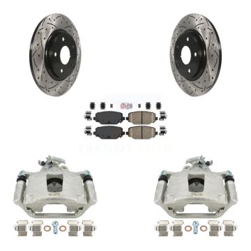 Rear Disc Brake Coated Caliper Drill Slot Rotors Ceramic Pad Kit For Dodge Grand Caravan KCD-101651N