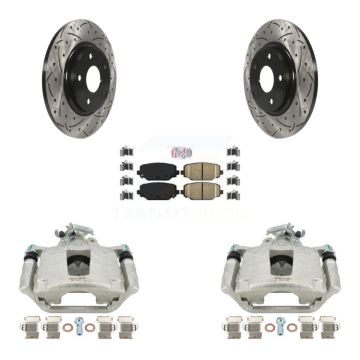 Rear Disc Brake Coated Caliper Drill Slot Rotors Ceramic Pad Kit For Dodge Grand Caravan KCD-101652N