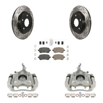Rear Brake Coated Caliper Drilled Slot Rotor Ceramic Pad Kit For 2009-2011 Dodge Journey KCD-101653N