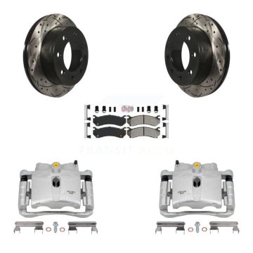 Rear Brake Caliper Drill Slot Rotors Semi-Metallic Pad Kit For Chevrolet GMC Sierra 2500 KCD-101656N