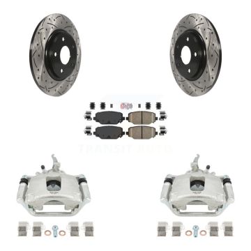 Rear Brake Coated Caliper Drilled Slot Rotor Ceramic Pad Kit For 2014-2020 Dodge Journey KCD-101660N