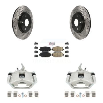 Rear Brake Coated Caliper Drilled Slot Rotor Ceramic Pad Kit For 2014-2020 Dodge Journey KCD-101661N
