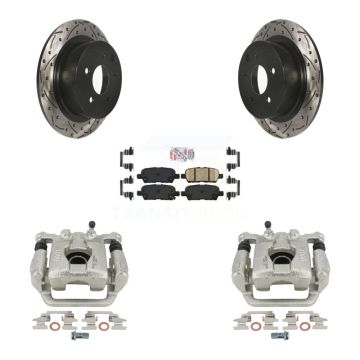 Rear Brake Coated Caliper Drilled Slot Rotor Ceramic Pad Kit For 2010-2012 Nissan Altima KCD-101662N