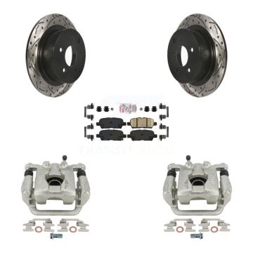 Rear Brake Coated Caliper Drilled Slot Rotor Ceramic Pad Kit For 2010-2012 Nissan Altima KCD-101663N