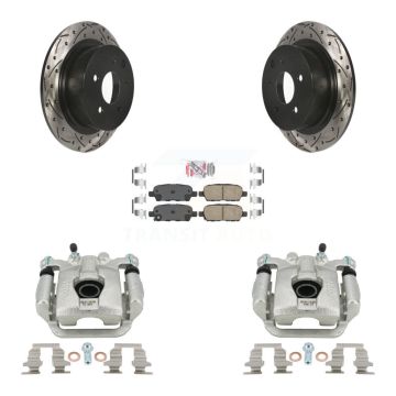 Rear Brake Caliper Drilled Slot Rotor Ceramic Pad Kit For Nissan Sentra SE-R Spec V KCD-101665N
