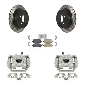 Rear Disc Brake Coated Caliper Drill Slot Rotor Ceramic Pad Kit For Nissan Altima Maxima KCD-101668N