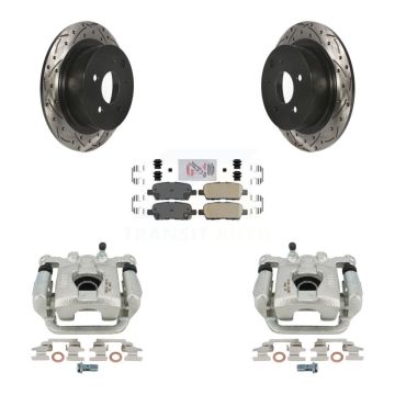 Rear Disc Brake Coated Caliper Drill Slot Rotor Ceramic Pad Kit For Nissan Altima Maxima KCD-101669N