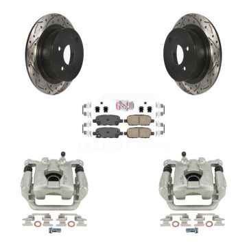 Rear Brake Coated Caliper Drilled Slot Rotor Ceramic Pad Kit For 2007-2009 Nissan Altima KCD-101670N