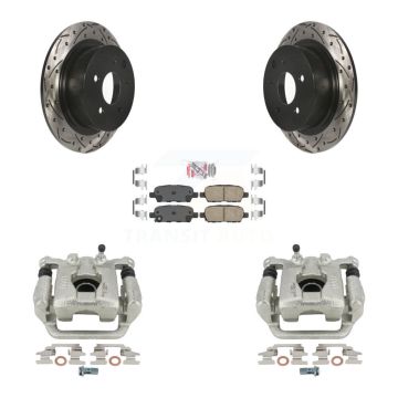 Rear Brake Coated Caliper Drilled Slot Rotor Ceramic Pad Kit For 2007-2009 Nissan Altima KCD-101671N