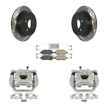 Rear Disc Brake Coated Caliper Drill Slot Rotor Ceramic Pad Kit For Nissan Altima Maxima KCD-101672N