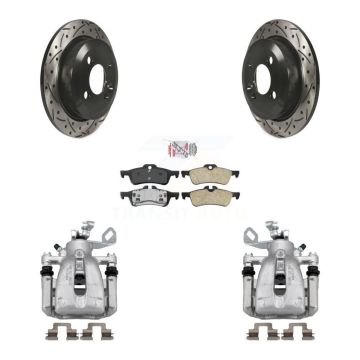 Rear Brake Caliper Drill Slotted Rotors Ceramic Pad Kit For 2007 Mini Cooper Convertible KCD-101674N