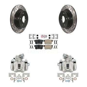 Rear Disc Brake Coated Caliper Drill Slot Rotors Ceramic Pad Kit For 2016-2018 Acura ILX KCD-101679N