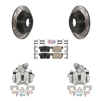 Rear Disc Brake Coated Caliper Drill Slot Rotors Ceramic Pad Kit For 2016-2018 Acura ILX KCD-101680N