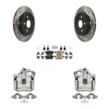 Rear Disc Brake Coated Caliper Drill Slot Rotor Ceramic Pad Kit For Toyota Prius Plug-In KCD-101685N