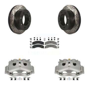 Rear Brake Caliper Drill Slotted Rotors Semi-Metallic Pad Kit For Chevrolet Express 4500 KCD-101697N