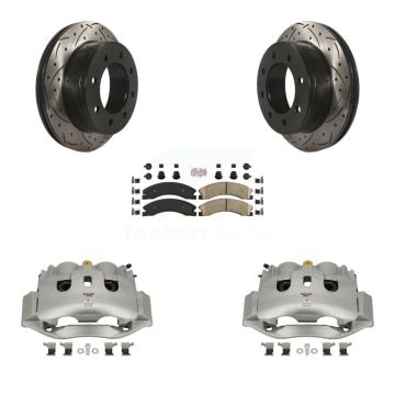 Rear Brake Coated Caliper Drill Slotted Rotor Ceramic Pad Kit For Chevrolet Express 4500 KCD-101698N