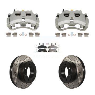 Front Brake Coat Caliper Drill Slot Rotors Semi-Metallic Pad Kit For Ram 3500 2500 Dodge KCD-101699N