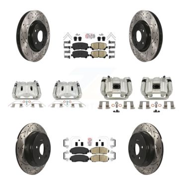 Front Rear Brake Caliper Drill Slot Rotor Ceramic Pad Kit (10Pc) For 11-14 Honda Odyssey KCD-101715N