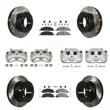 Front Rear Brake Caliper Drill Slot Rotor Semi-Metallic Pad Kit (10Pc) For Ram 3500 2500 KCD-101722N