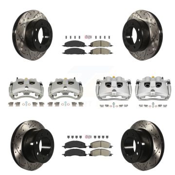 Front Rear Brake Caliper Drill Slot Rotor Semi-Metallic Pad Kit (10Pc) For Ram 3500 2500 KCD-101725N