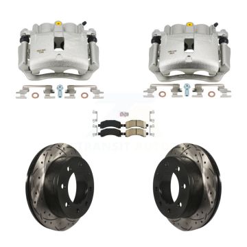 Rear Brake Coated Caliper Drill Slotted Rotor Ceramic Pad Kit For Chevrolet Express 2500 KCD-101738N