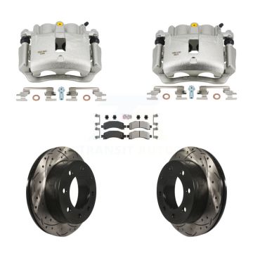 Rear Brake Caliper Drill Slotted Rotors Semi-Metallic Pad Kit For Chevrolet Express 2500 KCD-101740N