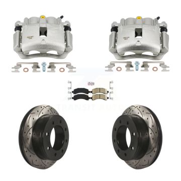 Rear Brake Caliper Drill Slot Rotors Ceramic Pad Kit For 2006 Chevrolet Express 2500 GMC KCD-101744N