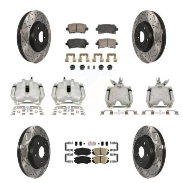 Front Rear Brake Caliper Drill Slotted Rotor Ceramic Pad Kit (10Pc) For Chevrolet Malibu KCD-101747N