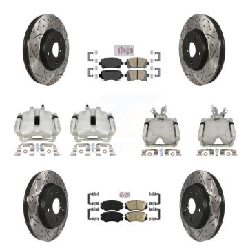 Front Rear Brake Caliper Drill Slotted Rotor Ceramic Pad Kit (10Pc) For Chevrolet Malibu KCD-101758N