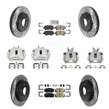 Front Rear Brake Caliper Drill Slotted Rotor Ceramic Pad Kit (10Pc) For Chevrolet Malibu KCD-101760N