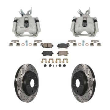 Rear Brake Coated Caliper Drill Slot Rotor Ceramic Pad Kit For Buick Regal LaCrosse 2.4L KCD-101764N