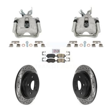 Rear Brake Caliper Drilled Slot Rotor Ceramic Pad Kit For Buick Regal LaCrosse Chevrolet KCD-101765N