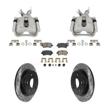 Rear Brake Caliper Drilled Slot Rotor Ceramic Pad Kit For Buick Regal LaCrosse Chevrolet KCD-101766N