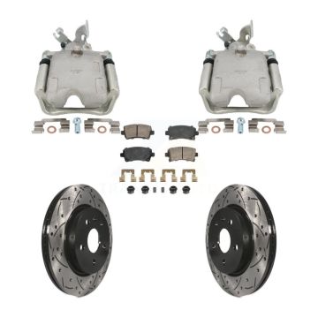 Rear Brake Caliper Drill Slotted Rotors Ceramic Pad Kit For Buick Regal Chevrolet Malibu KCD-101768N