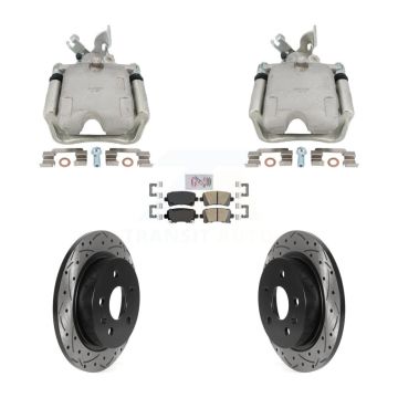 Rear Brake Caliper Drill Slotted Rotors Ceramic Pad Kit For Buick Regal With Solid Rotor KCD-101769N