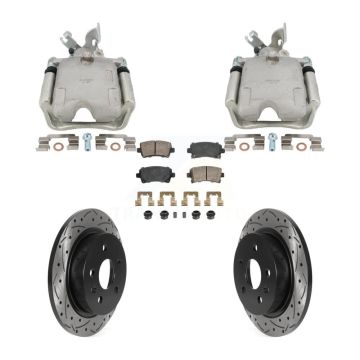 Rear Brake Caliper Drill Slotted Rotors Ceramic Pad Kit For Buick Regal With Solid Rotor KCD-101770N