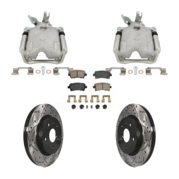 Rear Disc Brake Coated Caliper Drill Slotted Rotors Ceramic Pad Kit For Chevrolet Malibu KCD-101772N