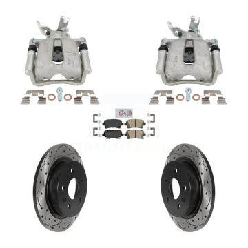 Rear Disc Brake Coated Caliper Drill Slotted Rotors Ceramic Pad Kit For Chevrolet Malibu KCD-101773N