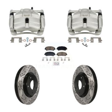 Front Disc Brake Coated Caliper Drill Slot Rotor Ceramic Pad Kit For Nissan Rogue Select KCD-101775N