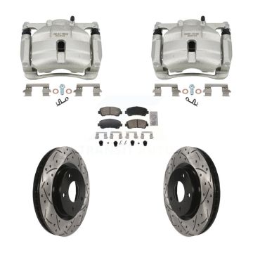 Front Disc Brake Coated Caliper Drill Slot Rotor Ceramic Pad Kit For Nissan Rogue Select KCD-101776N