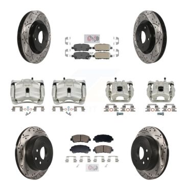 Front Rear Brake Caliper Drill Slot Rotor Ceramic Pad Kit (10Pc) For Nissan Rogue Select KCD-101779N