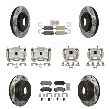 Front Rear Brake Caliper Drill Slot Rotor Ceramic Pad Kit (10Pc) For Nissan Rogue Select KCD-101781N